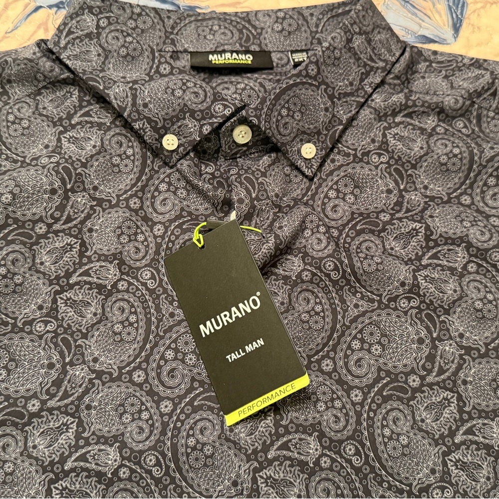 Murano Black Paisley Men’s 2 XT‎ Casual Shirt NEW